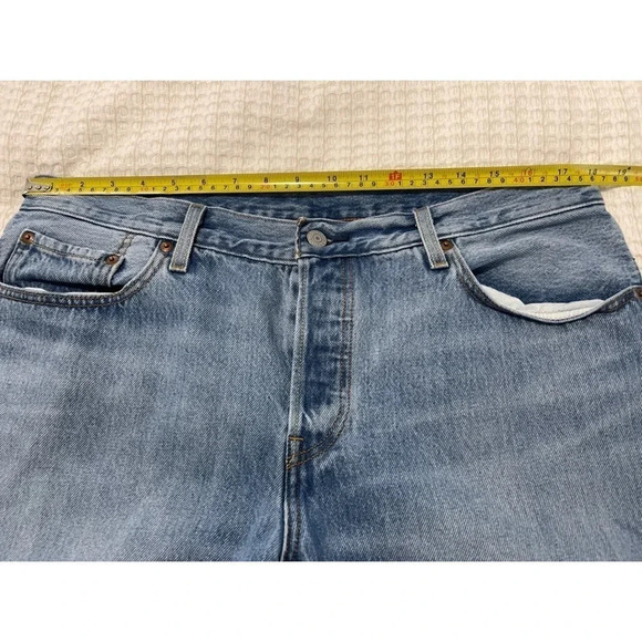 Levis 501 CT Jeans Men’s 36x27 Blue Button Fly Tapered Medium Wash Distressed - Picture 10 of 15